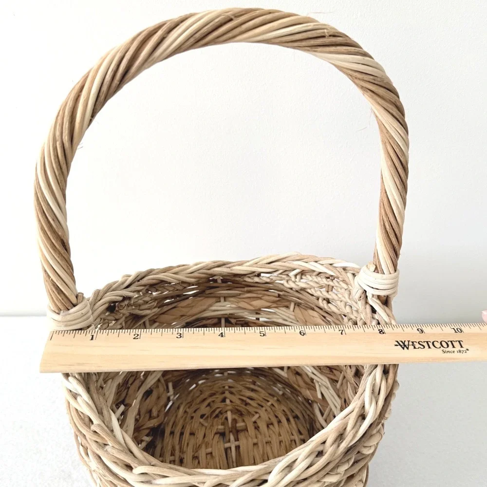 Woven Basket Natural Fiber Small Handle‎ Rustic Farmhouse Decor Storage